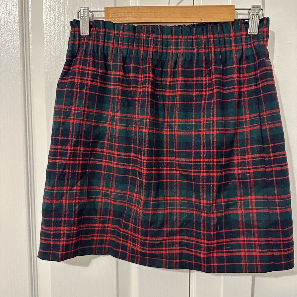 J. Crew Red and Green Plaid A-Line Skirt